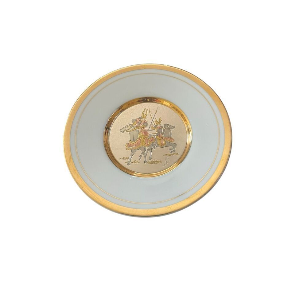 Vintage 24k Gold The Art of Chokin Edged Samurai Gold Plates